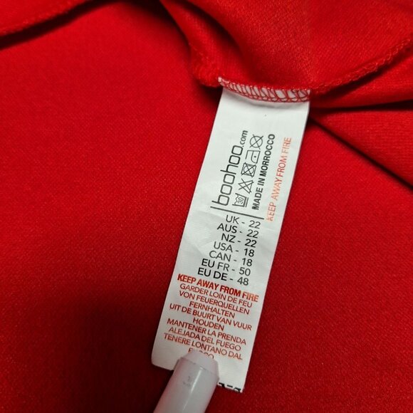 Boohoo Tapered Flare Sleeve Ruffle Womens Plus Size 18 Red Blouse Top - Picture 7 of 9